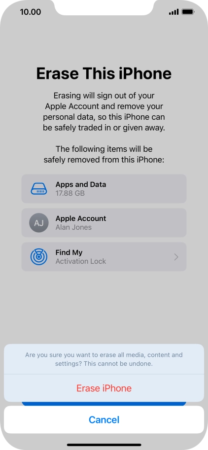 Press Erase iPhone.