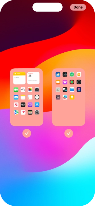 Press the fields below the required home screens to select or deselect them. Press the fields below the required home screens to select or deselect them.