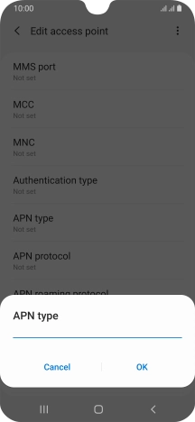 Key in default and press OK.