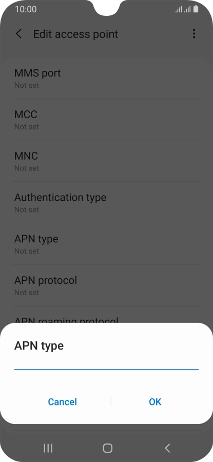 Key in default and press OK.