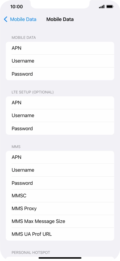 Press APN and key in live.vodafone.com.
