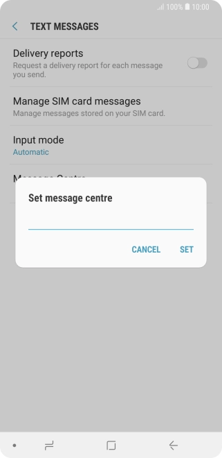 Key in +35387699989 and press SET.