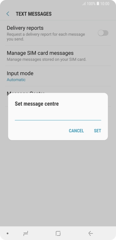 Key in +35387699989 and press SET.