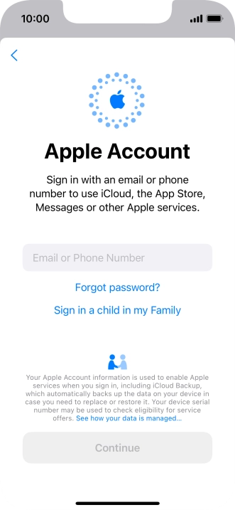 Press Email or Phone Number and key in the username for your Apple ID.