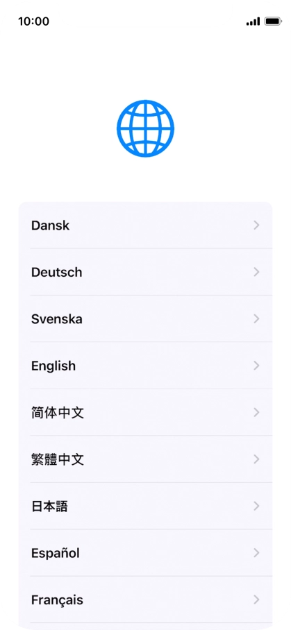 Press the required language.