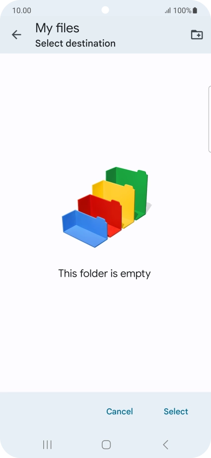 To create a new folder, press the new folder icon and follow the instructions on the screen to create a new folder.