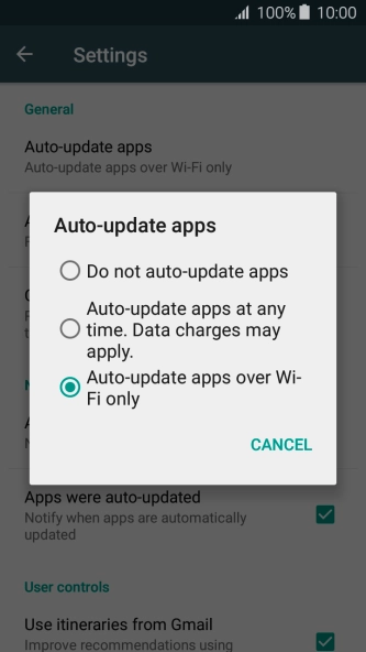Press Do not auto-update apps to turn off the function.