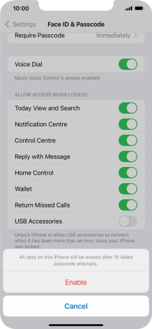 If you turn on the function, press Enable.