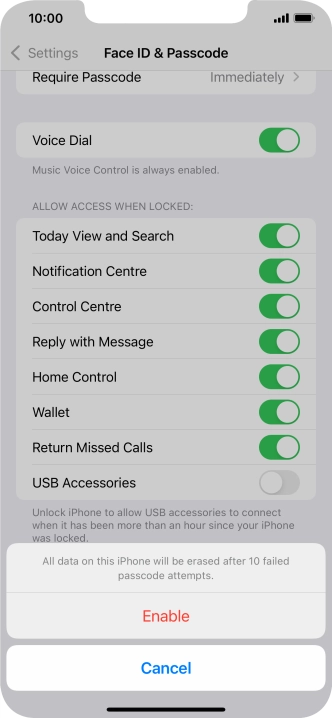 If you turn on the function, press Enable.