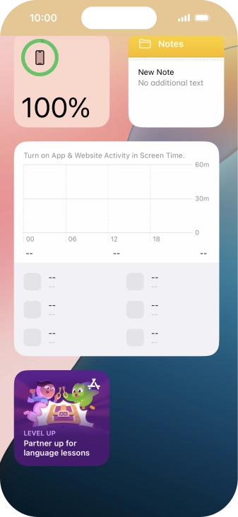 Press and hold the required widget until a pop-up menu is displayed. Press and hold the required widget until a pop-up menu is displayed.