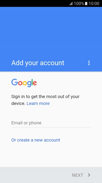 If you don t have a Google account, press Or create a new account and follow the instructions on the screen to create an account.