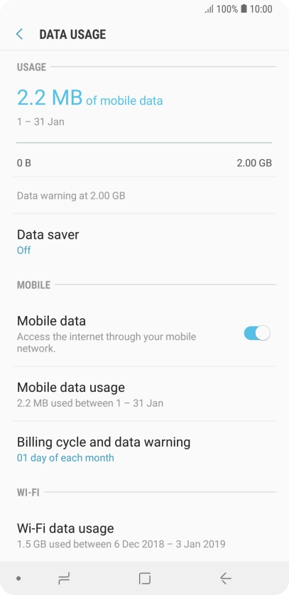The total data usage is displayed.