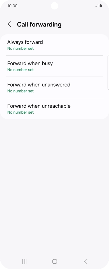 Press the required divert type. Press the required divert type.