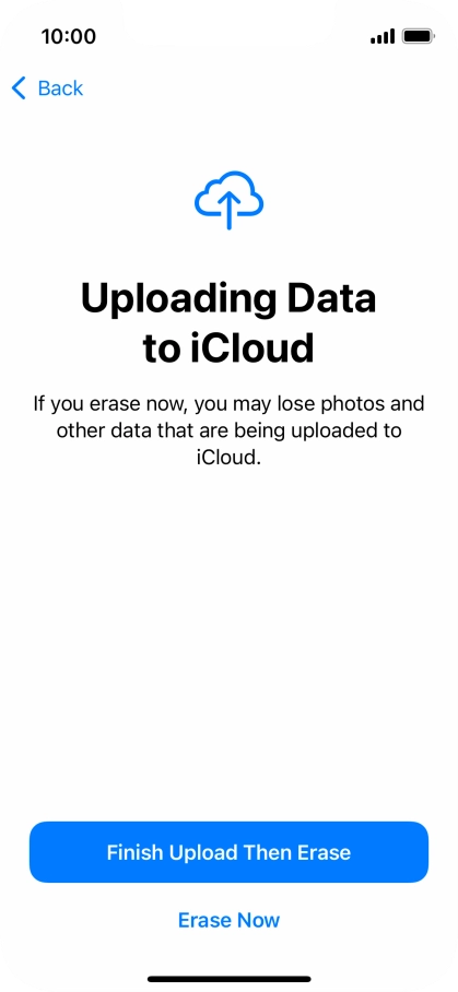 Press the required setting.