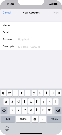Press Password and key in the password for your email account.