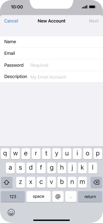 Press Password and key in the password for your email account.
