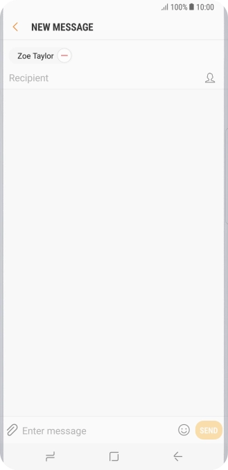 Press the text input field and write the text for your text message.