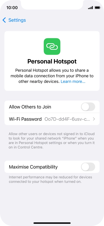 Press Wi-Fi Password and key in the required password.