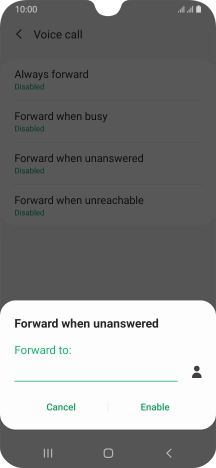 Key in (prefix) 5 (your phone number) and press Enable.