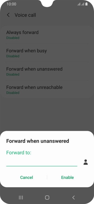 Key in (prefix) 5 (your phone number) and press Enable.