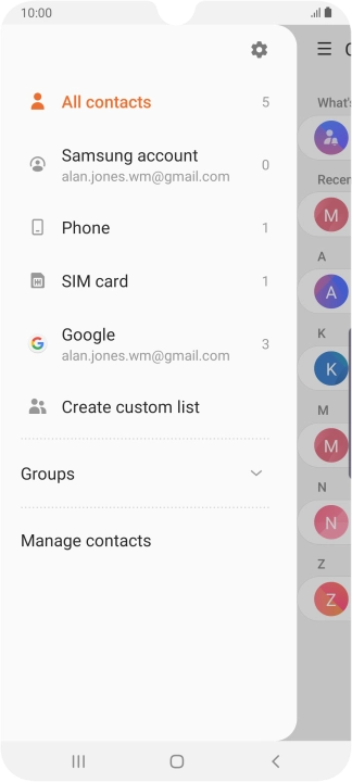 Press Manage contacts.