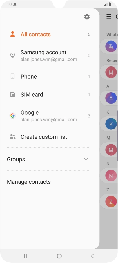 Press Manage contacts.