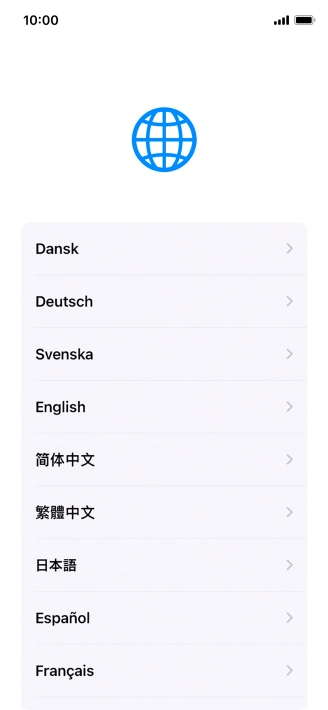 Press the required language.