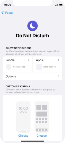 Press People and follow the instructions on the screen to select which contacts you would like to receive calls and notifications from when Do Not Disturb is turned on.