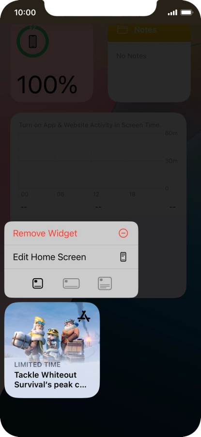 Press Remove Widget.