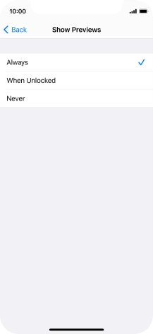 To select notification preview on the lock screen, press Always.