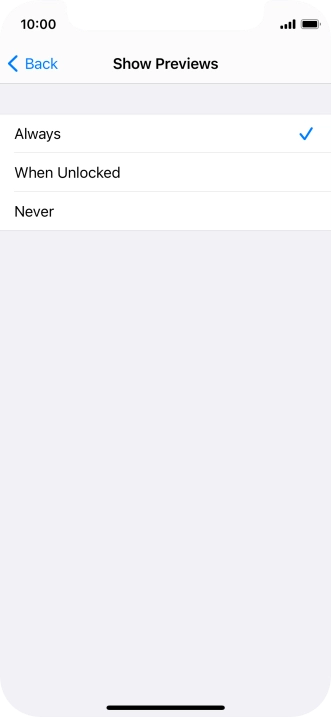 To select notification preview on the lock screen, press Always.