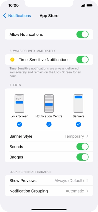 Press the indicator next to 