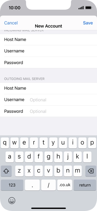 Press Save. Your email account has now been set up. To select more settings for incoming and outgoing server, proceed with the following steps.