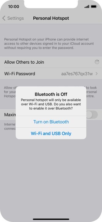 If Wi-Fi is turned on, press Wi-Fi and USB Only.