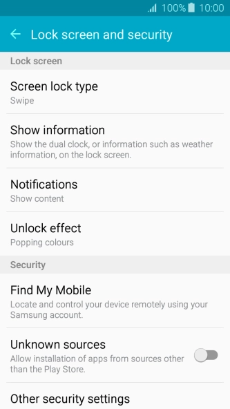 Press Screen lock type. Press Screen lock type.