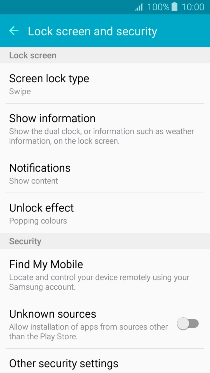 Press Screen lock type. Press Screen lock type.