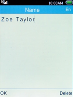 Key in the required name and press the Left selection key.