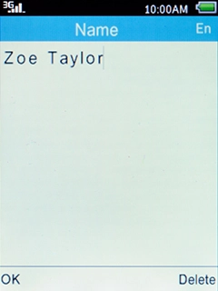 Key in the required name and press the Left selection key.