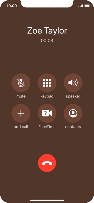 Press the end call icon to end the call.