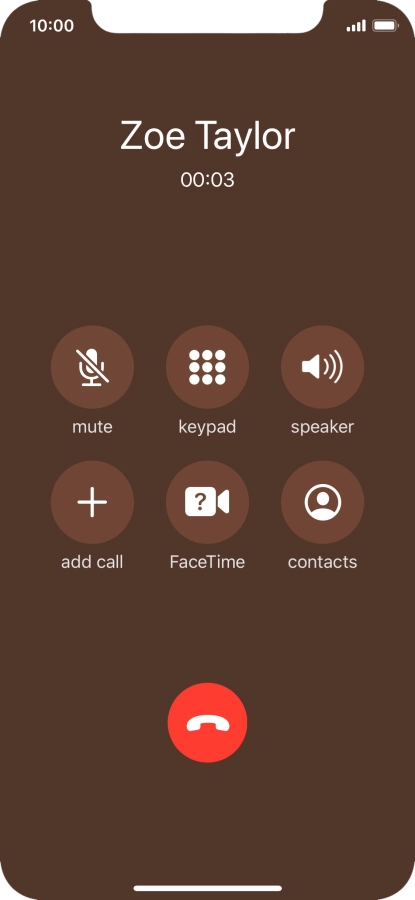 Press the end call icon to end the call.