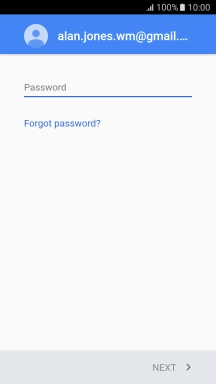 Press the text input field and key in the password for your Google account.