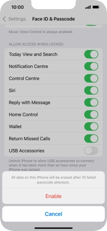 If you turn on the function, press Enable.