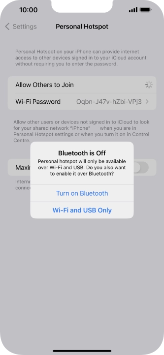 If Wi-Fi is turned on, press Wi-Fi and USB Only.