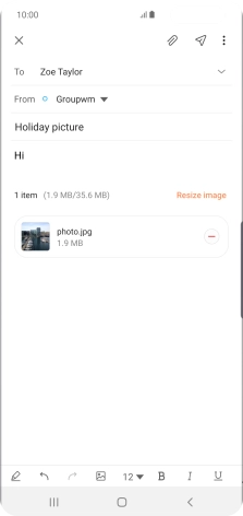Press the send icon when you've finished your email message. Press the send icon when you've finished your email message.