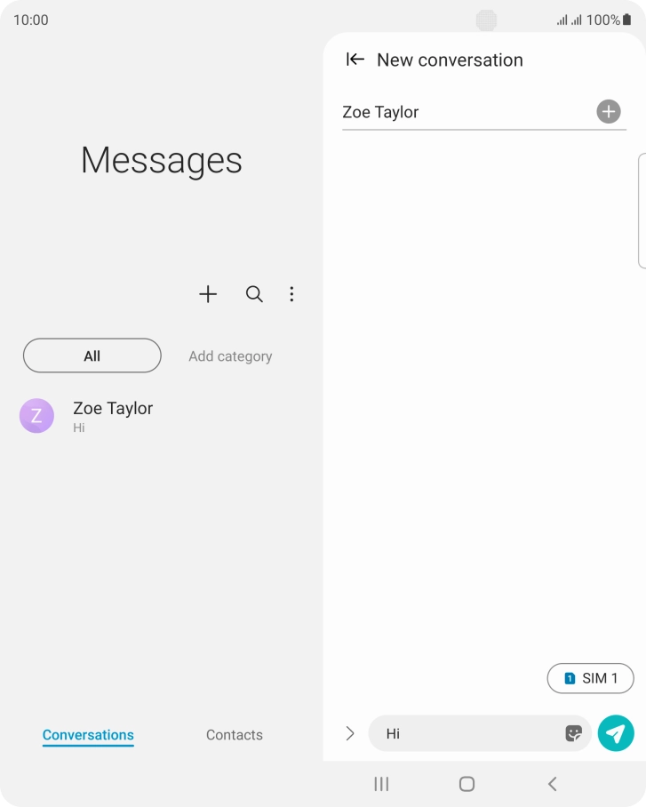 Press the send icon when you've finished your text message.