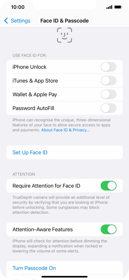 Press Set Up Face ID.