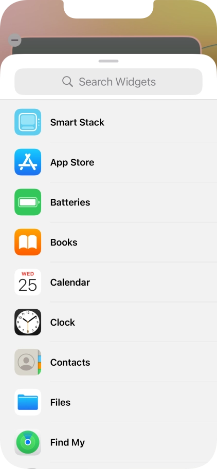 Press the required widget. Press the required widget.