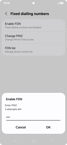 Key in your PIN2 and press OK.