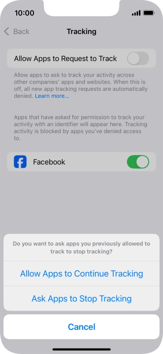If you turn off the function, press the required setting.