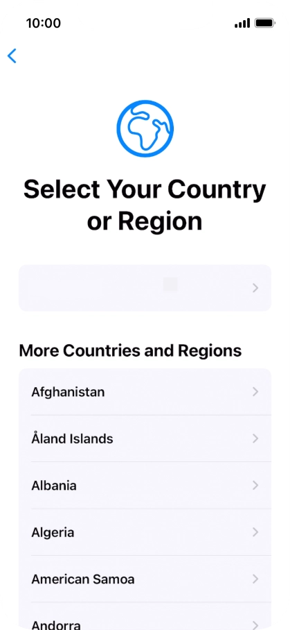 Press the required country or area.